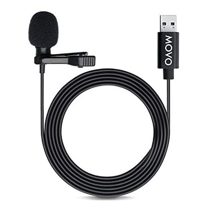 Picture of Movo M1 USB Lavalier Lapel Clip-on Omnidirectional Computer Microphone for Laptop, PC and Mac, Perfect Podcasting, Gaming, Streaming and Desktop Mic (20-Foot Cord)