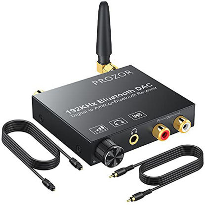 Picture of PROZOR 192kHz Digital to Analog Audio Converter with 5.0 Bluetooth Receiver, Optical Coaxial Bluetooth Digital Audio to Stereo Analog RCA & 3.5mm