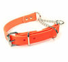 Picture of sleepy pup Adjustable Waterproof Martingale Half-Check Stainless Steel Chain Training Dog Collar (M/L: 16"-20", Orange)