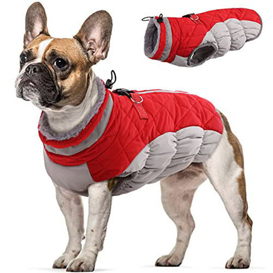 Picture of Dog Winter Coat Waterproof Dog Zipper Jacket Cozy Reflective Windproof Warm Fleece Outfit, Comfortable Cold Weather Pet Apparel Garment for Small Medium Large Dogs Puppy Walking Hiking