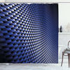 Picture of Ambesonne Dark Blue Shower Curtain, Curvy Carbon Fiber Texture Image Abstract Industrial Modern Grid, Fabric Bathroom Decor Set with Hooks, 70 Inches, Dark Blue Royal Blue White