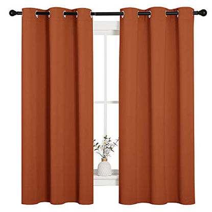 Picture of NICETOWN Bedroom Curtains 63 inches Long, Privacy and Thermal Insulated Blackout Drapes for Windows (Burnt Orange, 1 Pair, 42 x 63 inches)