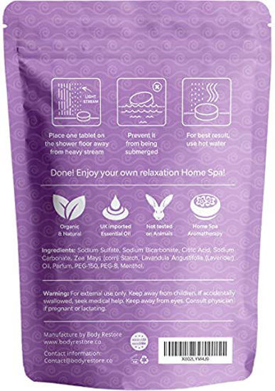 Picture of BodyRestore Shower Steamers (Pack of 15) Gifts for Women and Men - Lavender Essential Oil Scented Aromatherapy Shower Bomb, Nighttime Relaxation & Unwind Shower Tablets