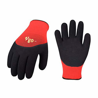 Picture of Vgo 5-Pairs Freezer Winter Work Gloves, Double Lining Rubber Latex Coated for Outdoor Heavy Duty Work (Size L, Red, RB6032)