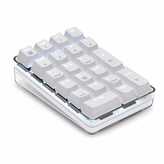 Picture of Mechanical Numeric Keypad GATERON Blue Switch Wired Gaming Keypad Crystal Case White Backlit 21 Keys Mini Numpad Portable Keypad Extended Layout White Magicforce by Qisan