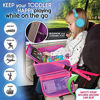 Picture of US kids Car Seat Travel Tray Pink - Carseat Organizer w/Dry Erase Board - Large Tablet & Cup Holder - Waterproof Food & Snack kids Lap Tray Table - Road Trip Activities Toddlers & Big Kids for Years