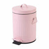 Picture of Bathroom Trash Can with Lid, Small Pink Trash Can Wastebasket for Home Bedroom with Lid, Round Waste Bin Soft Close, Retro Vintage Garbage Metal Cans for Office, 5 Liter / 1.3 Gallon, Glossy Pink