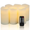 Picture of Flameless Candles Battery Operated Real Wax Pillar H-BLOSSOM LED Candles with 10 Key Remote Control Cycling 24 Hours Timer Set of 6 (3" x 6" Remote)