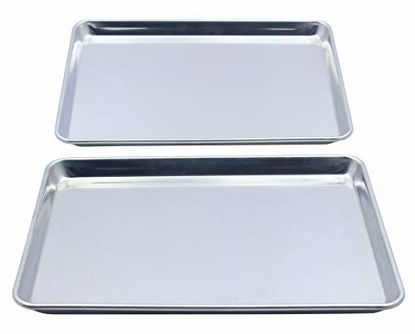 Picture of Checkered Chef Baking Sheet Set - Set of 2 Large Stainless Steel Quarter Pans for Baking and Cooking