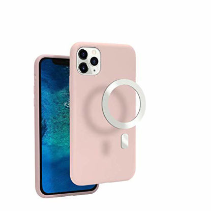 Picture of VECI iPhone 11 Pro Magnetic Case, Compatible with MagSafe Accessories, Soft Touch Silicone (iPhone 11 Pro, Pink Sand)