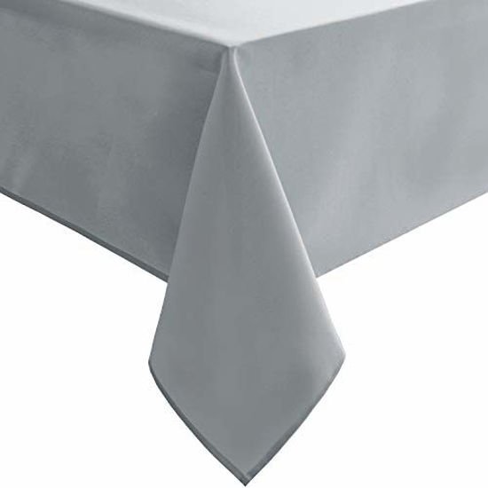 Picture of Hiasan Silver Grey Square Tablecloth - Waterproof and Spillproof Washable Fabric Table Cloth for Dining Room Kitchen Party and Outdoor, 60 x 60 Inch