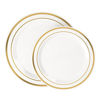 Picture of Disposable Plastic Plates - 60 Pack - 30 x 10.25" Dinner and 30 x 7.5" Salad Combo - Gold Trim Real China Design - Premium Heavy Duty - By Aya's Cutlery Kingdom