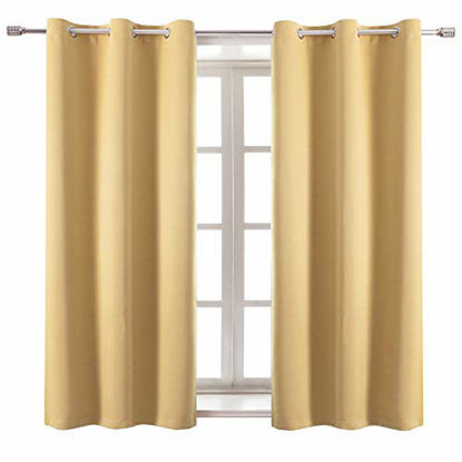 Picture of WONTEX Blackout Curtains Room Darkening Thermal Insulated with Grommet Window Curtain for Living Room, 38 x 45 inch, Burgundy, 2 Panels