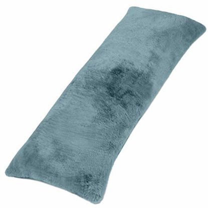 Picture of Milliard Full Body Pillow with Shredded Memory Foam | Long Pillow for Sleeping 20x54 | Ultra Soft and Plush Faux Fur Removable Cover (Blue)