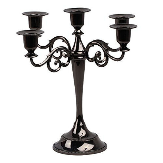 Picture of Viscacha Metal Candle Holders 5 Wicks Black Candle Holders for Candlesticks Taper Candles10.6 inch Tall Candelabra, for 1/2-1 inch Pillar Candles Diameter Each,Candle Stand Decoration