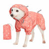 Picture of Blueberry Pet 2020 New 18" Heart Prints Lightweight Reflective Waterproof Dog Raincoat with Hood & Harness Hole, Pink, Outdoor Rain Gear Jacket 2 Legs for Large Dogs