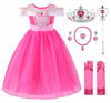 Picture of Ohlover Princess Costume Birthday Party Pageants Fancy Dress for Girls (8 Years, Rose with Accessories)