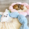 Picture of TONBO Soft Plush Small Cute and Cozy Nature Dog Cat Bed, Washer and Dryer Friendly (Blue Flower)