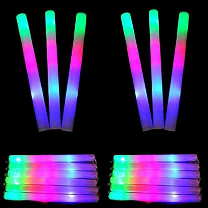 Picture of lifbeier Light up Foam Sticks,LED Foam Sticks Glow Batons with 3 Modes Flashing Effect for Party, Concert and Event