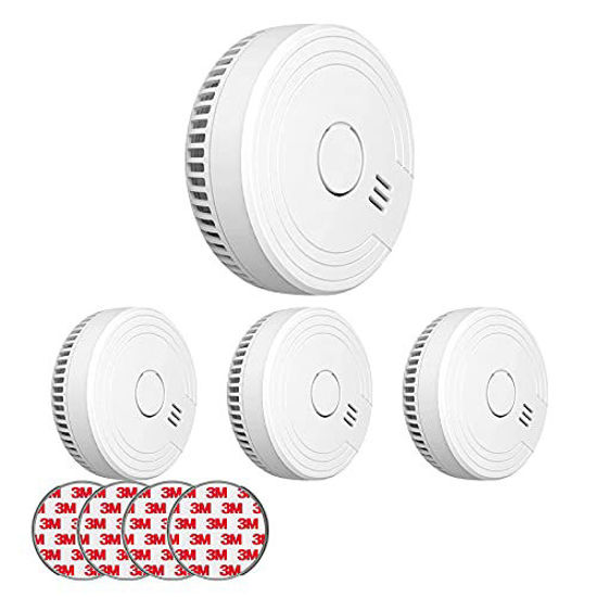 Picture of Smoke Alarm Fire Detector with Photoelectric Technology and Low Battery Signal (Battery Include), Fire Alarm with Test Function for Home, Bedroom, FJ136GB, 4 Packs