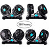 Picture of Taotuo 12V Electric Car Fan 360 Degree Rotatable 2 Speed Dual Head Car Auto Cooling Air Circulator Fan for Van SUV RV Boat Auto Vehicles Golf