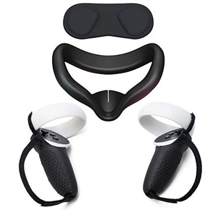 Picture of Touch Controller Grips Cover Face Cover and Lens Cover Bundle for Oculus Quest 2 (Black)