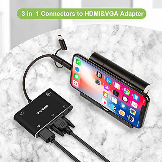 Getuscart Hdmi Vga Av Adapter Converter Gray Rabbit Iphone Usb C Usb To Hdmi Adapter Mirror