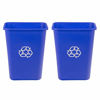 Picture of AmazonCommercial 10 Gallon Commercial Office Wastebasket, Blue, w/ Recycle Logo, 2-pack