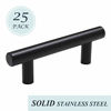 Picture of Flat Black Solid Steel Construction Euro Style Cabinet Hardware Bar Pull - 2-1/2" Hole Centers, 4" Overall Length - 25 Pack