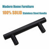 Picture of Flat Black Solid Steel Construction Euro Style Cabinet Hardware Bar Pull - 2-1/2" Hole Centers, 4" Overall Length - 25 Pack