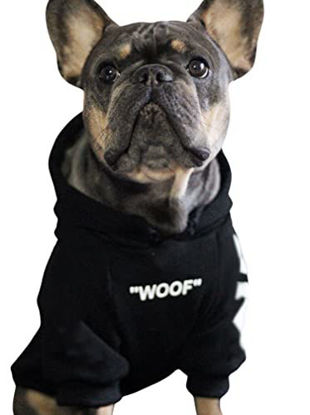 Picture of ChoChoCho Stylish Dog Hoodie Dog Clothes Streetwear Cotton Sweatshirt Fashion Outfit for Dogs Cats Puppy Small Medium Large (XL, Black)