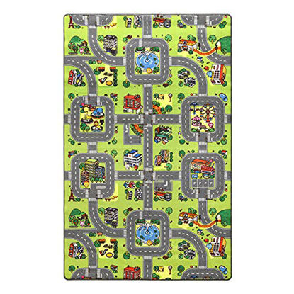 Picture of Maxsoft Kids Rug, Car Carpet Play Mat for Kids, City Road Rug for Boys Toddler, Children Educational Road Traffic System Playmat for Playroom Track Game Safe Area(3 x 5 Feet)