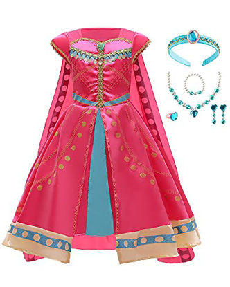 Picture of Girls Arabian Princess Costume with Headband Jewelry Set Halloween Dress Up Accessories 7-8 Years