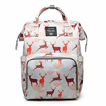 Picture of Starte Deer Cartoon Diaper Bag for Mom/Dad,Waterproof Travel Backpack,Spacious Tote Shoulder Bag Organizer,Grey