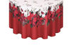 Picture of Newbridge Blooming Poinsettias Double Bordered Christmas Fabric Tablecloth, Traditional Red and White Poinsettia Print Easy Care, Stain Release Tablecloth, 70 Inch Round