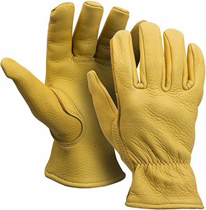 Picture of MEN`S FULL GRAIN TAN DEERSKIN LEATHER GLOVES LINED 40 GRAM 3M THINSULATE (American Fur) (Medium)