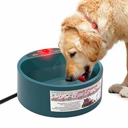 Picture of PETLESO Heated Pet Bowl, Dog Heating Bowl Outdoor Winter Dog Water Bowl with Anti-bite Wire, 1/2 Gallons 35W Dog Heated Bowl