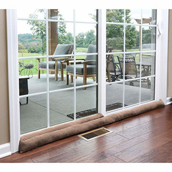 Picture of HOME DISTRICT Sliding Door Draft Dodger - Weighted Patio Door Breeze, Noise Guard Stopper Blocker - Approx. 71" Long - Light Brown