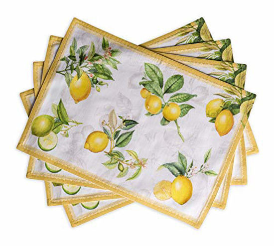 Picture of Maison d' Hermine Limoncello 100% Cotton Set of 4 Placemats for Dining Table | Kitchen | Wedding | Everyday Use | Spring/Summer | Dinner Parties (13 Inch by 19 Inch)