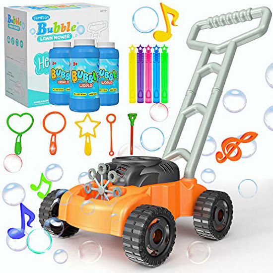 Picture of JUMELLA Lawn Mower Bubble Machine for Kids - Automatic Bubble Mower with Music, Baby Activity Walker for Outdoor, Push Toys for Toddler, Christmas Birthday Gifts for Preschool Boys Girls 2-6 Years Old