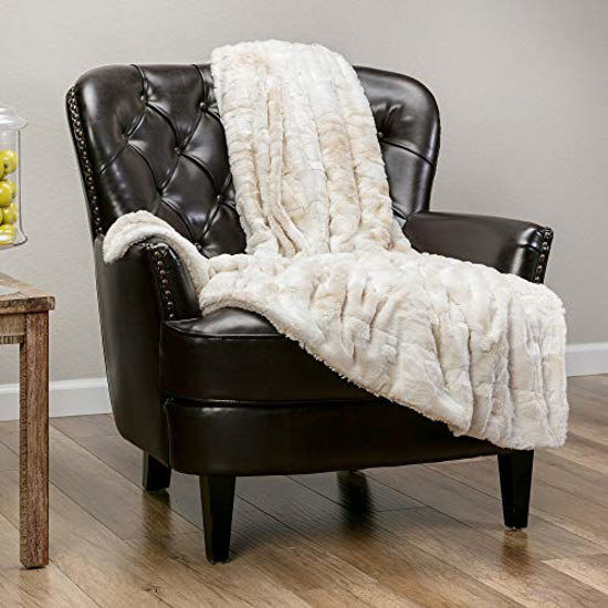 Picture of Chanasya Super Soft Fuzzy Faux Fur Throw Blankets - Fluffy Plush Lightweight Cozy Snuggly with Sherpa for Couch Sofa Living Room Bedroom - Brown Fall & Winter Home Decor (50x65 Inches) Taupe Blanket