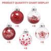 Picture of 70MM/2.76" Christmas Ornaments Set, 30PCS Shatterproof Decorative Hanging Ball Ornament with Stuffed Delicate Decorations, Clear Rustic Xmas Tree Balls for Holiday Party Thankgivings - Red.