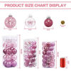 Picture of 70MM/2.76" Christmas Ornaments Set, 30PCS Shatterproof Decorative Hanging Ball Ornament with Stuffed Delicate Decorations, Clear Rustic Xmas Tree Balls for Holiday Party Thankgivings - Pink.