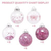 Picture of 70MM/2.76" Christmas Ornaments Set, 30PCS Shatterproof Decorative Hanging Ball Ornament with Stuffed Delicate Decorations, Clear Rustic Xmas Tree Balls for Holiday Party Thankgivings - Pink.