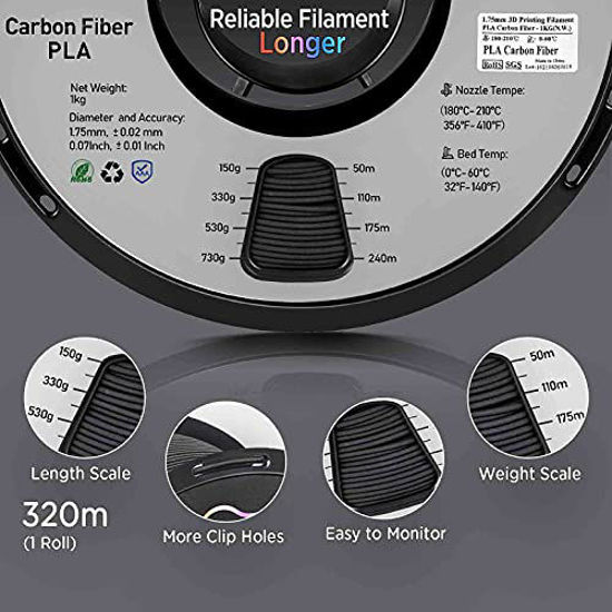 GetUSCart- CooBeen PLA 3D Printer Filament Carbon Fiber Filament 1.75mm ...