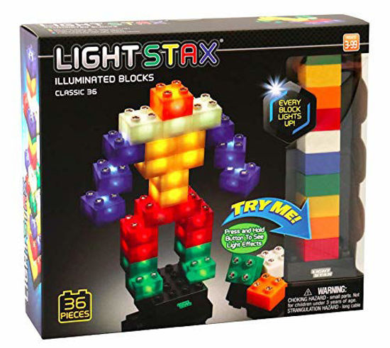 Picture of Light Stax Junior Classic Illuminated Blocks - Led Light Up Building Blocks - 36 Piece Set