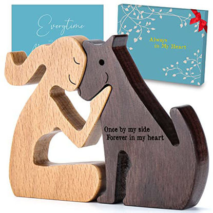 Picture of THYGIFTREE Dog Memorial Gifts for Women - Wooden Carving Dog, Gifts for Loss of Dog - Once by My Side Forever in My Heart