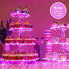 Picture of YestBuy 4 Tier Round Cupcake Stand - Premium Cupcake Holder - Acrylic Cupcake Tower Display - Display for Pastry + LED Light String - Ideal for Weddings, Birthday Parties & Events (Multicolored)