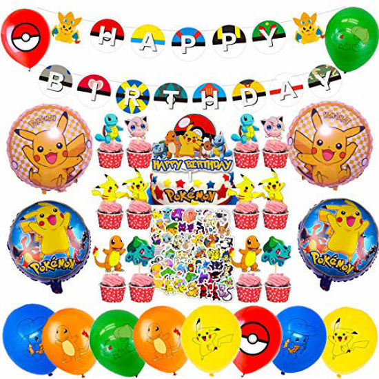 5Pcs/set Happy Birthday Candles Decorations Children Lovely Pokemon Pikachu  Cake Bougies Baby Shower Event Party Cake Toppers Supplies