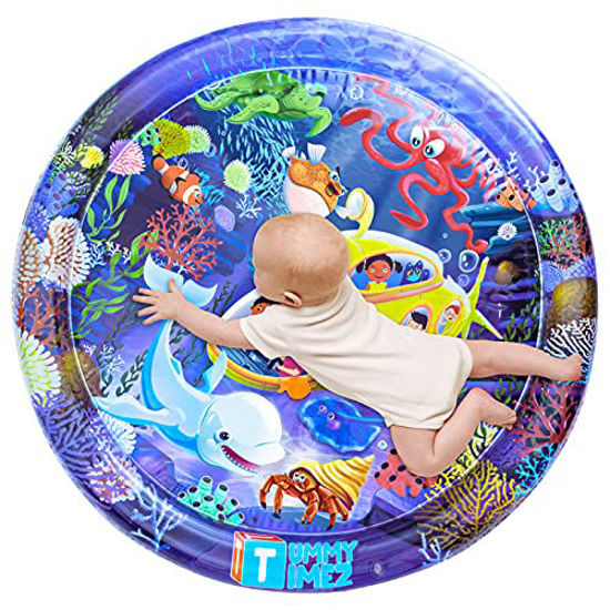 Picture of TT TUMMYTIMEZ XL Baby Tummy Time Water Play Mat Developmental Toy Premium Activity Center Infants Toddlers Grow Motor Skills Sensory Development Inflatable 3 6 9 Months Boys Girls